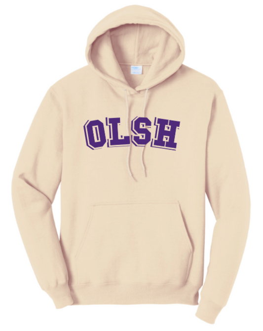 OLSH ADULT HOODED SWEATSHIRT WITH PUFF PAINT - CREME