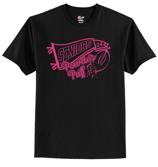 *SENIORS POWDER PUFF" ADULT SHORT SLEEVE - BLACK