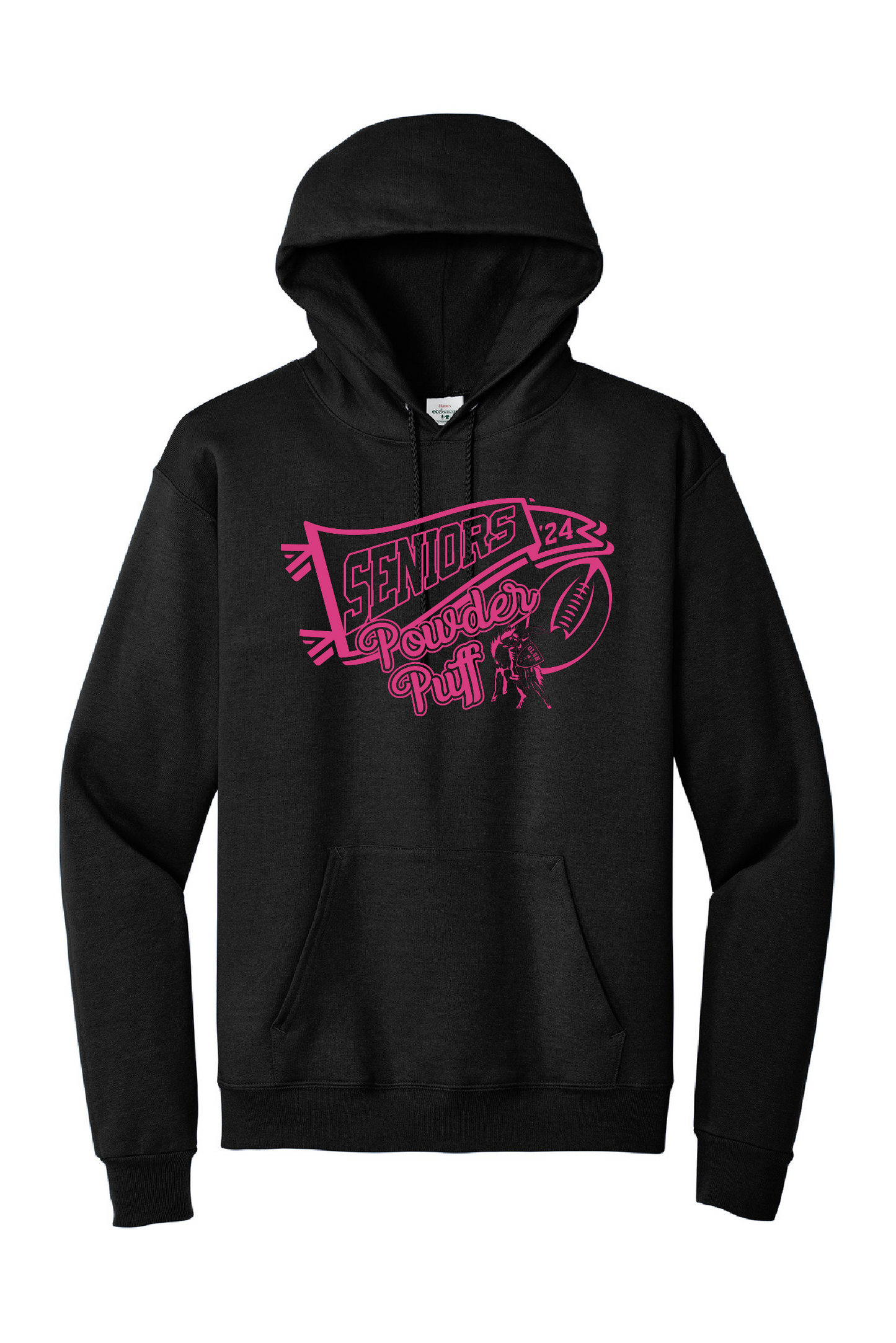 *SENIORS POWDER PUFF"  ADULT HOODED SWEATSHIRT - BLACK