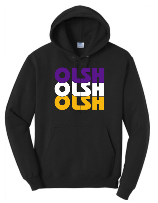 OLSH YOUTH & ADULT HOODED SWEATSHIRT - JET BLACK RETRO DESIGN