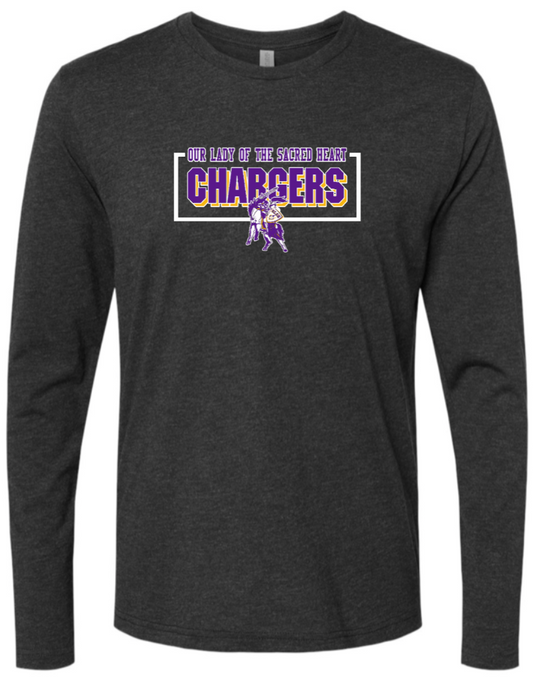 OLSH ADULT VINTAGE BLACK TRIBLEND LONGSLEEVE- CHARGERS DESIGN