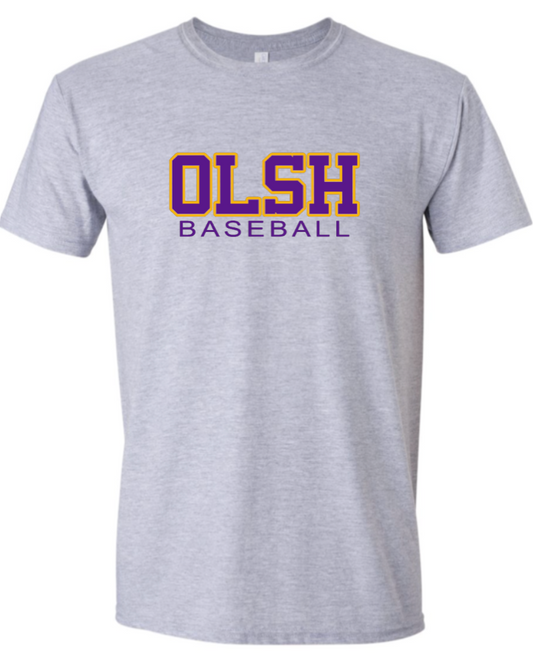 OLSH BASEBALL YOUTH & ADULT SOFTSTYLE COTTON JERSEY SHORT SLEEVE T-SHIRT  - SPORT GREY