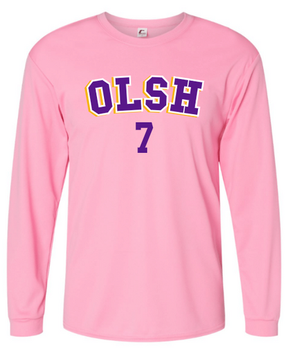 OLSH GIRLS SOCCER PINK-OUT GAME WARM-UP LONGSLEEVE WITH CUSTOM NUMBER